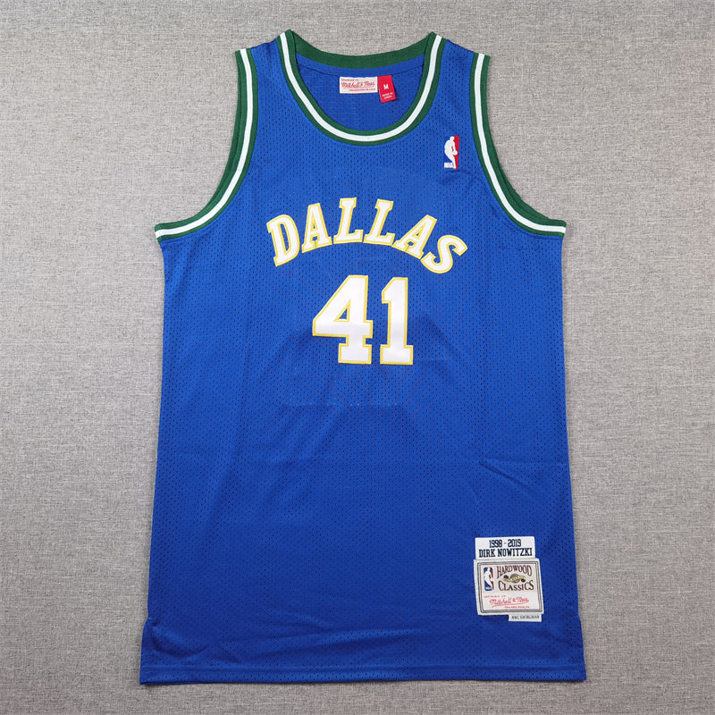 Men's Dallas Mavericks Dirk Nowitzki #41 Royal 1998-2019 Hardwood Classics Swingman Jerseys