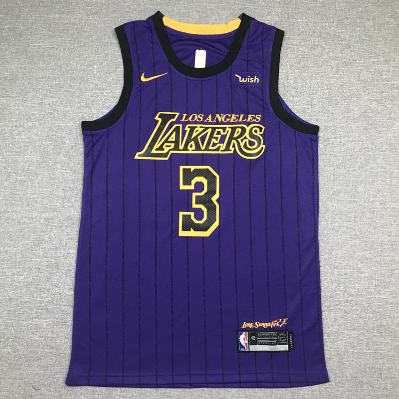 Men's Los Angeles Lakers Anthony Davis Purple #3 NBA Swingman Jerseys