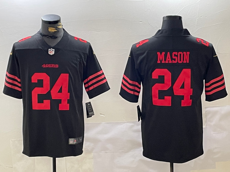 Men's San Francisco 49ers Jordan Mason #24 Black Player Game Jerseys
