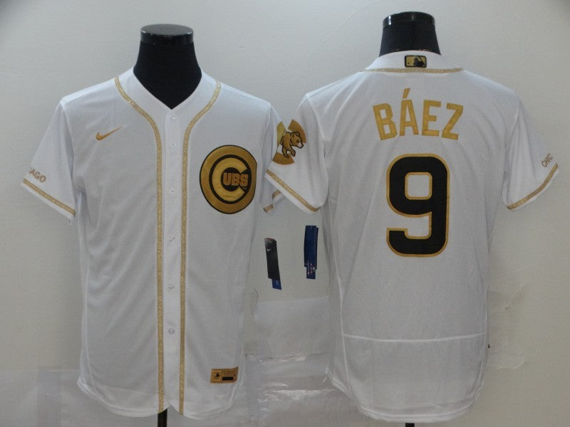 Men's Chicago Cubs Javier Baez #9 White Alternate Game Jerseys