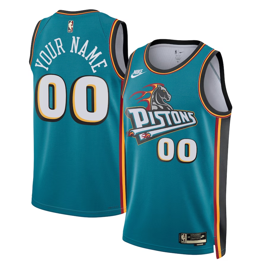 Men's Detroit Pistons Teal 2022/23 Custom Swingman Jerseys - Classic Edition