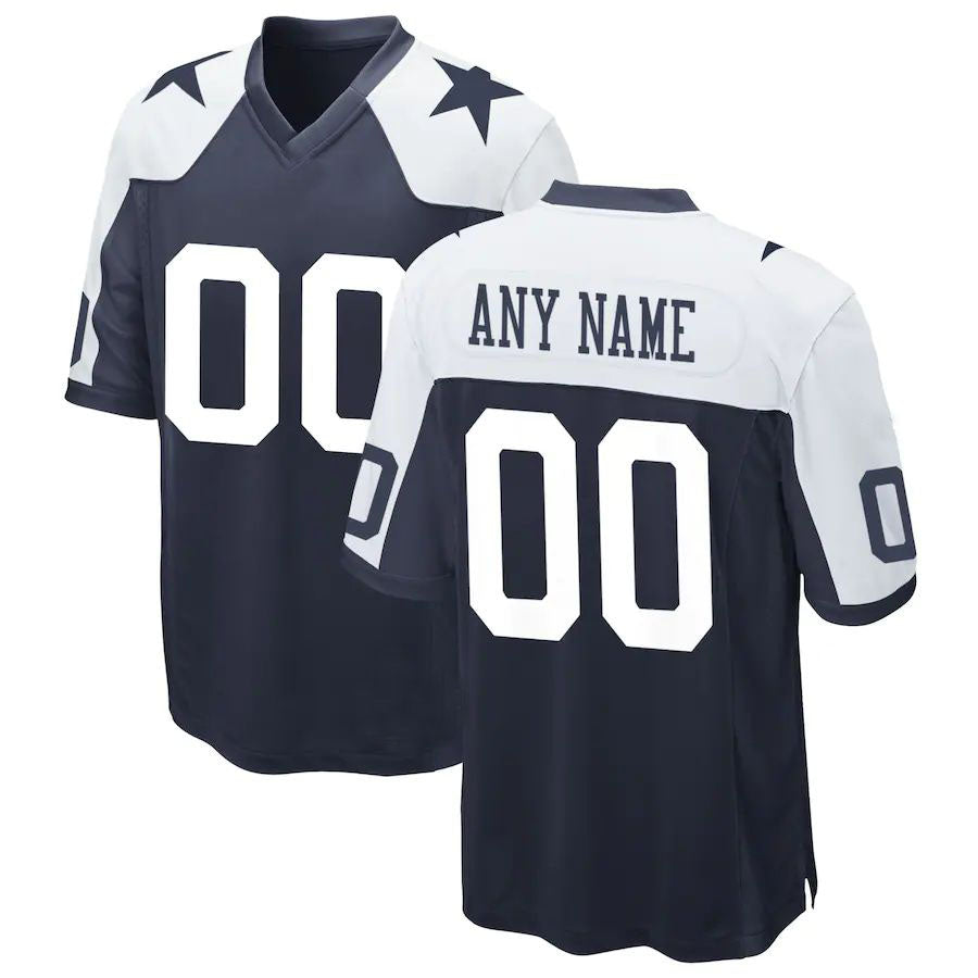 Custom1 Dallas Cowboys Jerseys White Stitched Blue Game Stitched American Football Jerseys