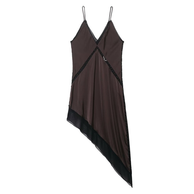 Classic Dress Satin Asymmetrical Midi Dress Women