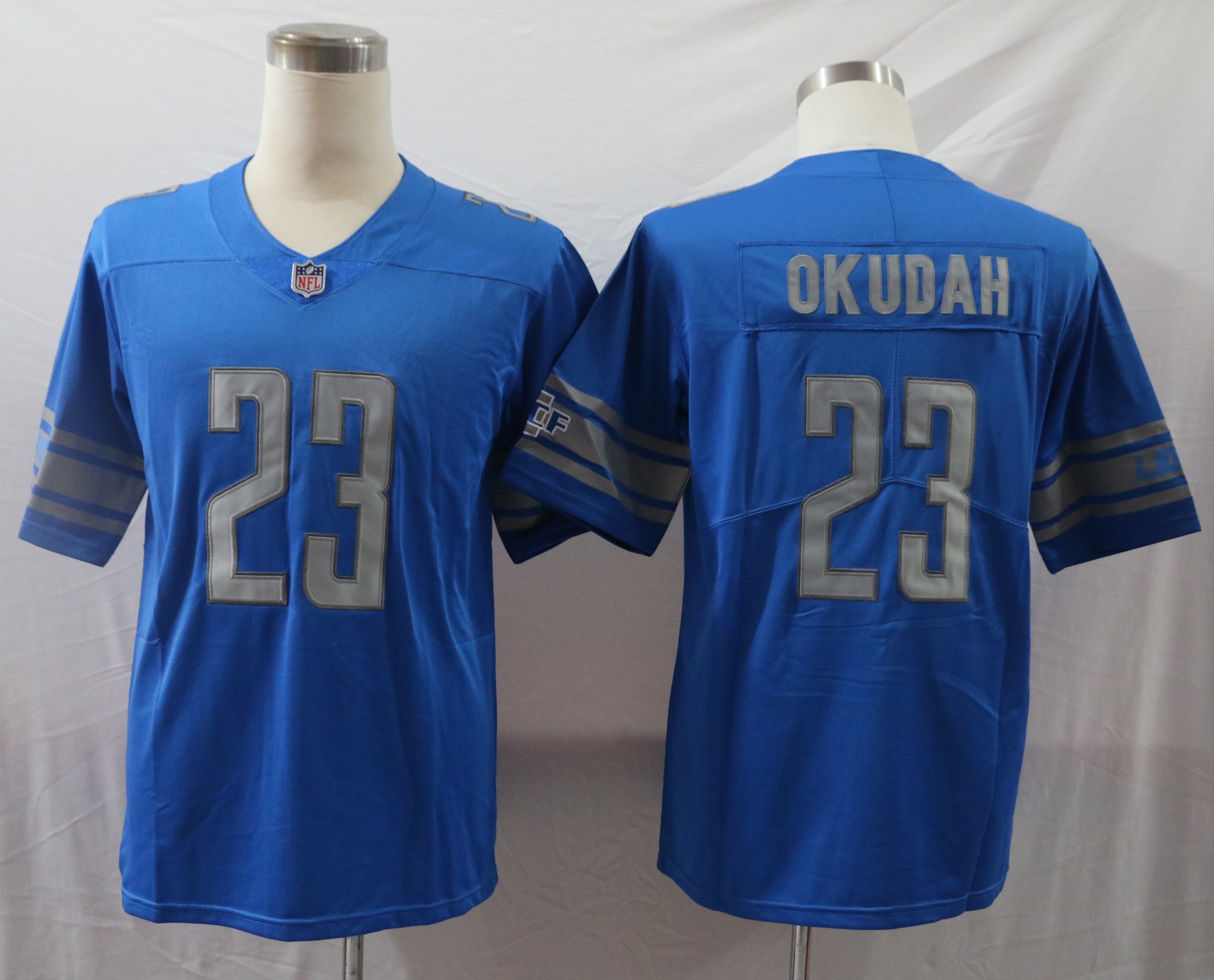 Men's Detroit Lions Jeff Okudah #23 Blue Player Game Jerseys