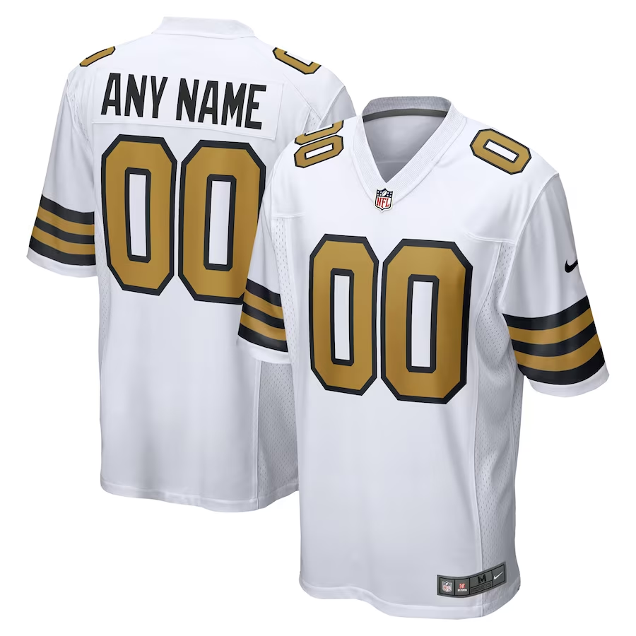 Custom New Orleans Saints White Alternate Game Jerseys