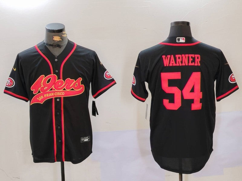Men's San Francisco 49ers Fred Warner #54 Black Player Jerseys