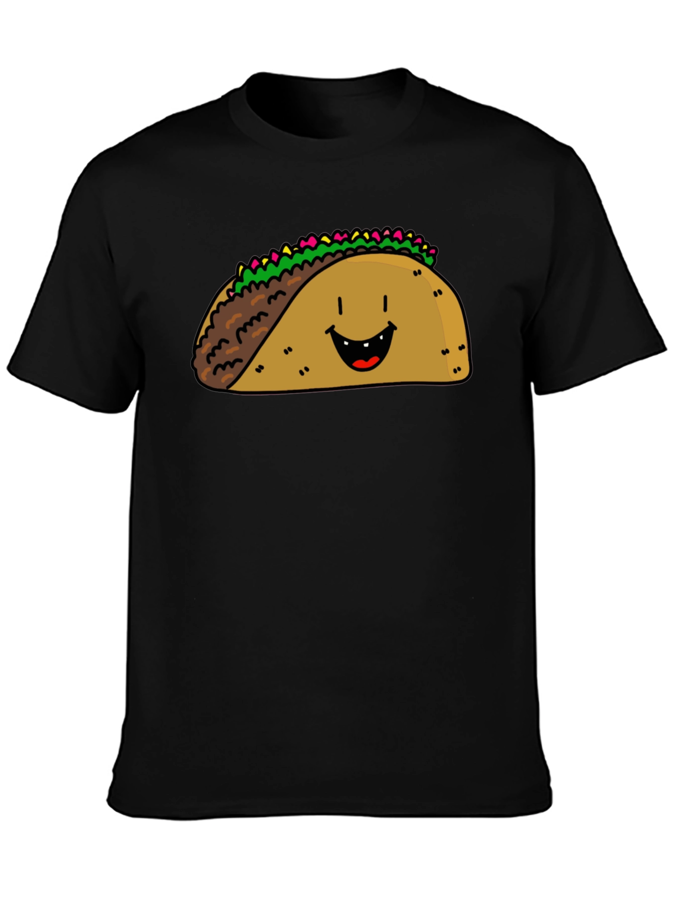 Happy Taco Graphic Tee - Black Cotton Blend