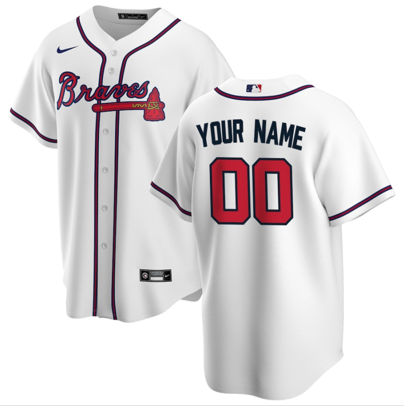 Men's Atlanta Braves White Home Replica Custom Jerseys