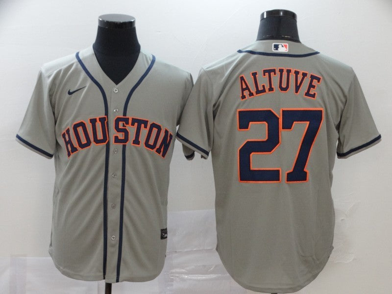 Men's Houston Astros Jose Altuve #27 Gray Replica Baseball Jerseys