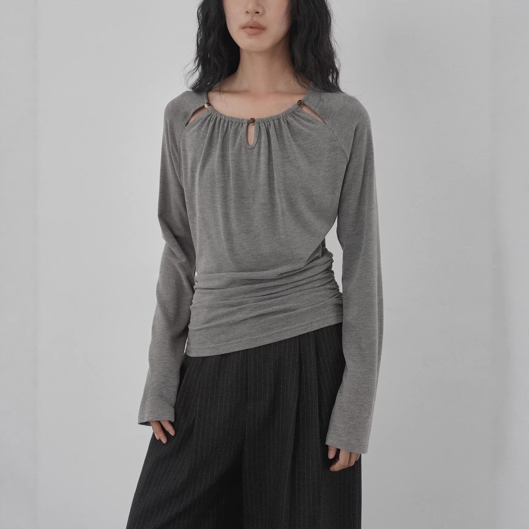Chic Top Ruched Long-sleeve Top For Women