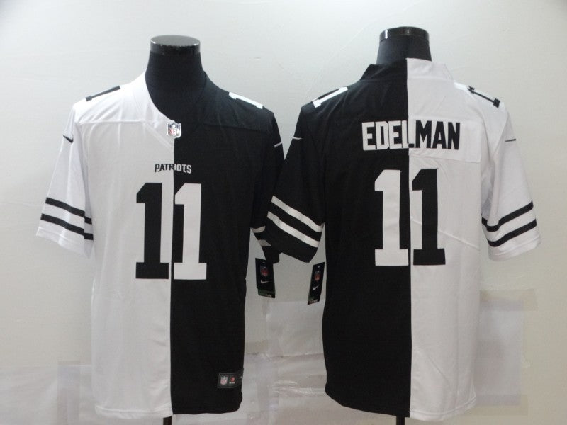 Men's New England Patriots Julian Edelman #11 Black/White Game Jerseys