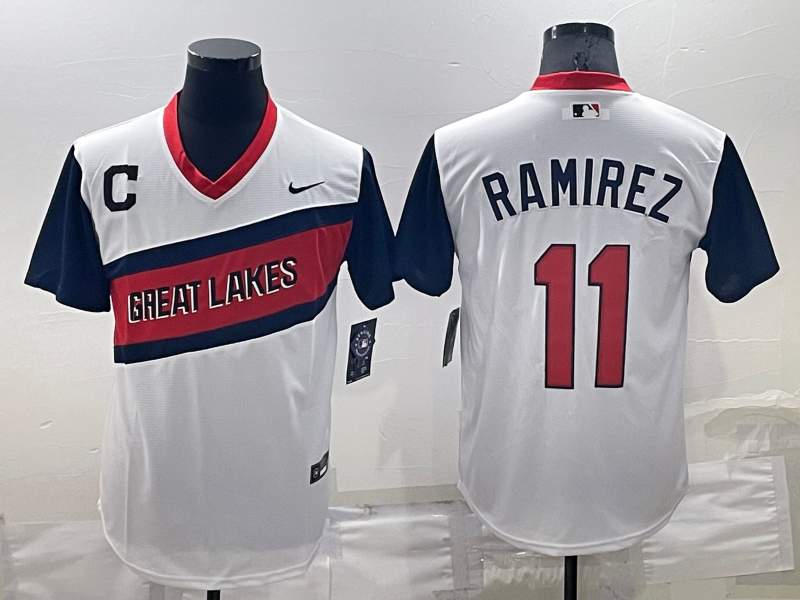 Men's Cleveland Guardians Jose Ramirez #11 White Replica Player Jerseys