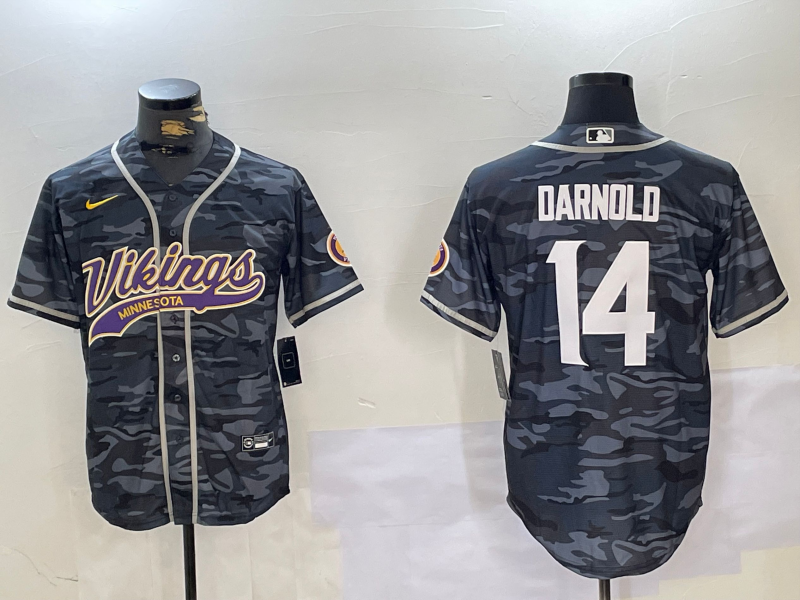 Men's Minnesota Vikings Sam Darnold #14 Grey Camouflage Game Jerseys