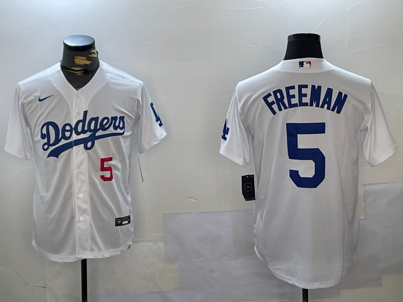 Men's Los Angeles Dodgers Freddie Freeman #5 White Replica Player Jerseys