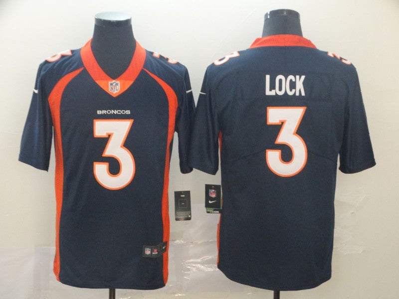 Men's Denver Broncos Drew Lock #3 Navy Game Jerseys