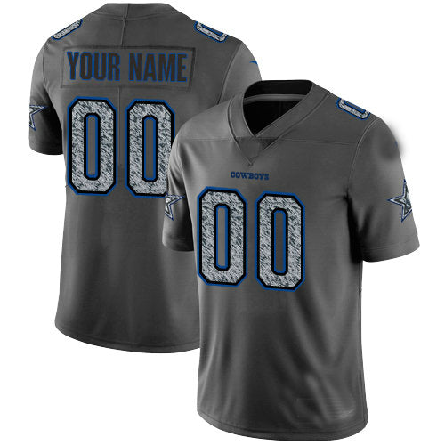 Custom1 Dallas Cowboys Gray Static Vapor Untouchable Limited  Jerseys Stitched Jerseys Football Jerseys