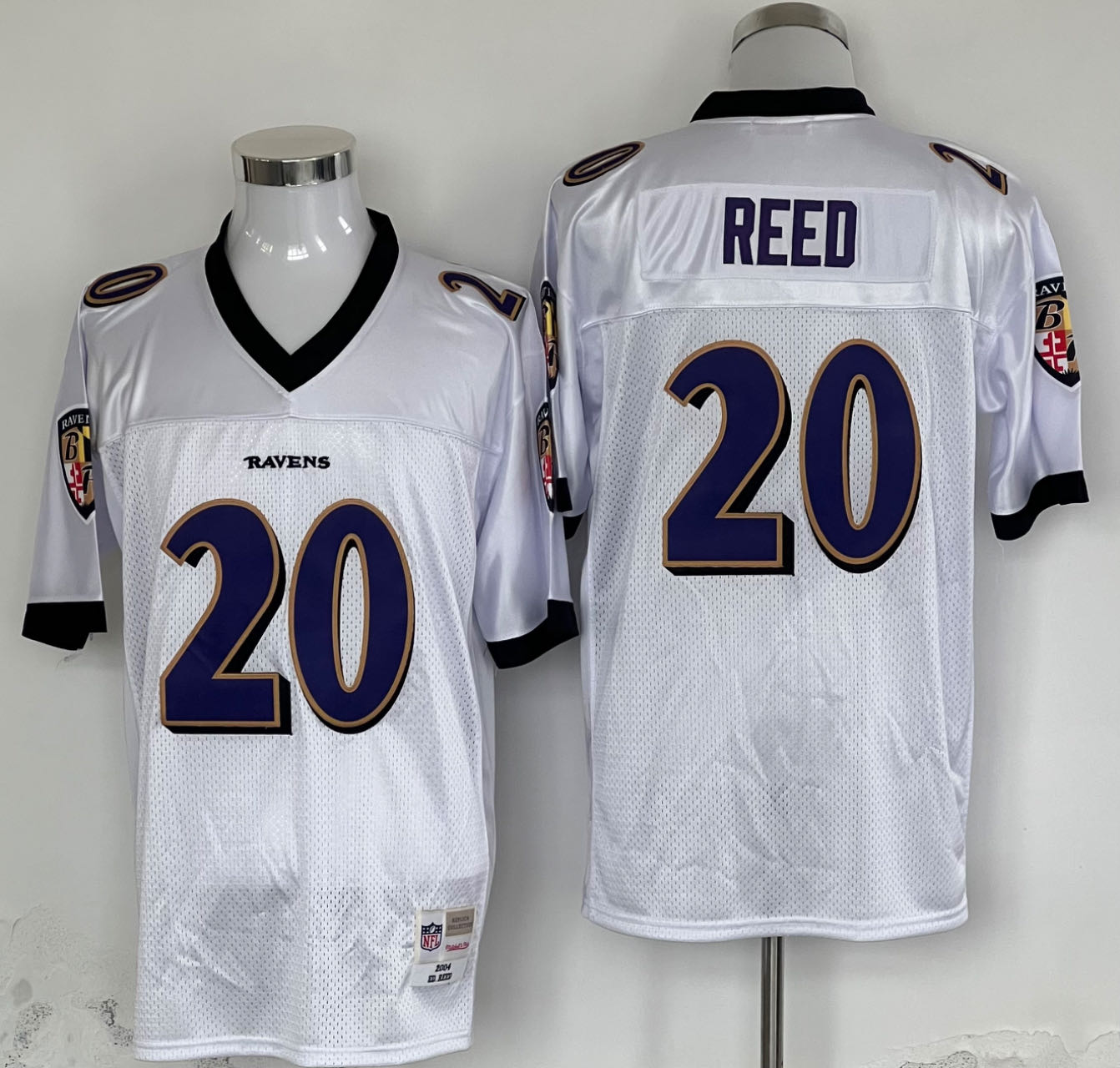 Men's Baltimore Ravens Ed Reed Mitchell & Ness White Legacy Replica Player Jerseys