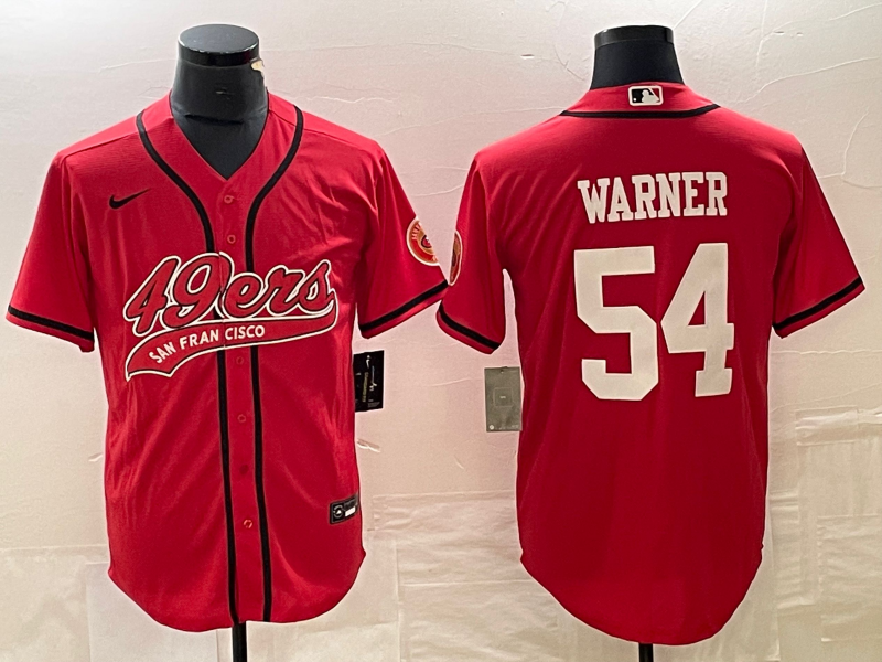 Men's San Francisco 49ers Fred Warner #54 Red Player Jerseys Joint Edition