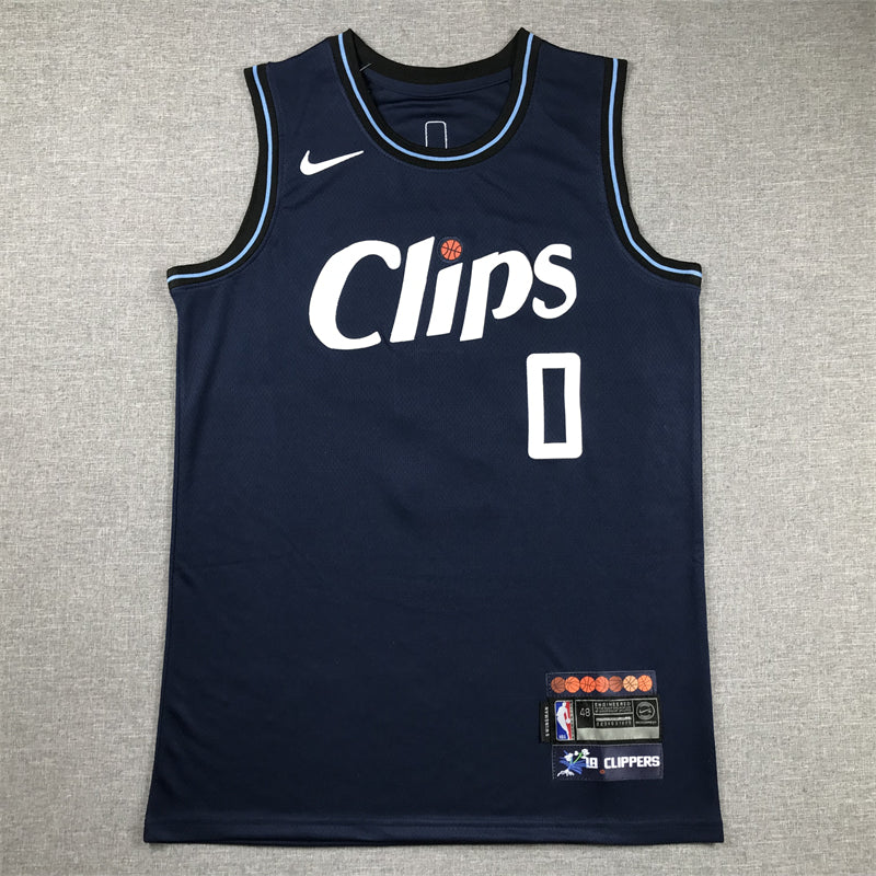 Men's LA Clippers Russell Westbrook #0 Navy 2023/24 Swingman Jerseys - City Edition