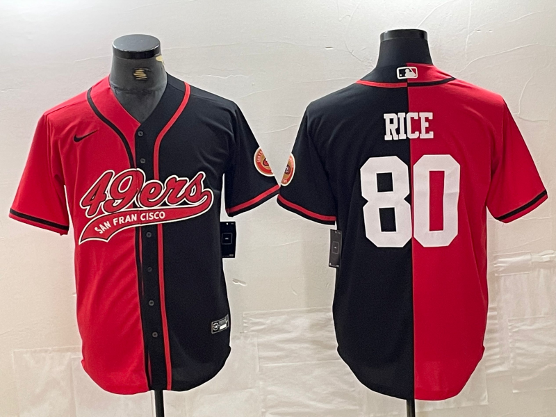 Men's San Francisco 49ers Jerry Rice #80 Red/Black Game Player Jerseys Joint Edition
