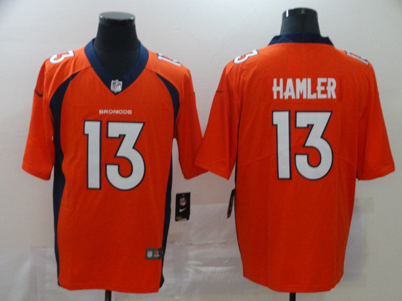 Men's Denver Broncos KJ Hamler #13 Orange Game Jerseys