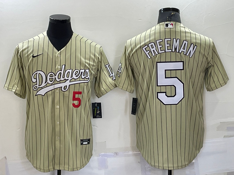 Men's Los Angeles Dodgers Freddie Freeman #5 Gold Replica Baseball Jerseys