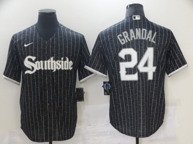 Men's Chicago White Sox Yasmani Grandal #24 Black Replica Baseball Jerseys