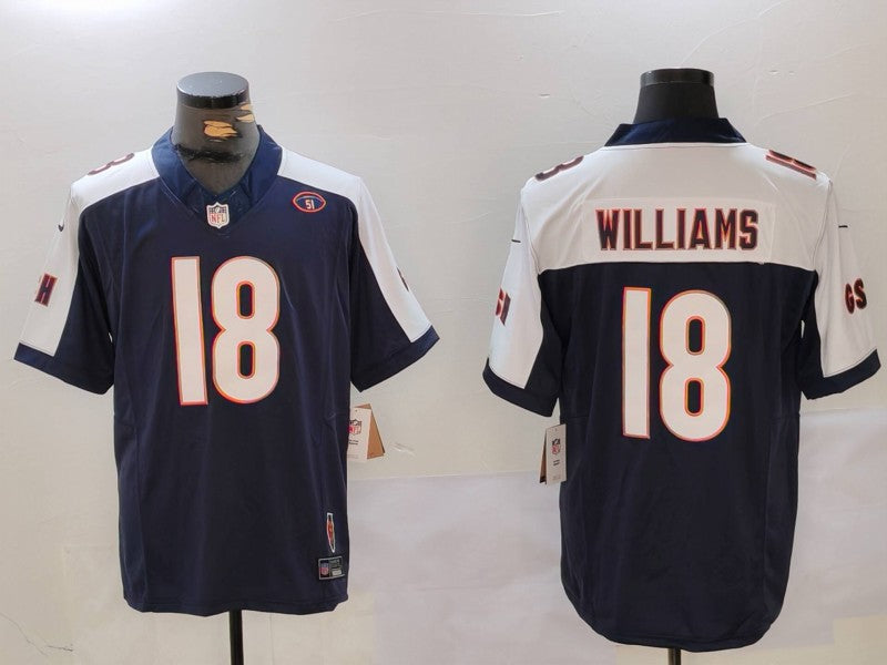 Men's Chicago Bears Caleb Williams #18 Navy Game Jerseys