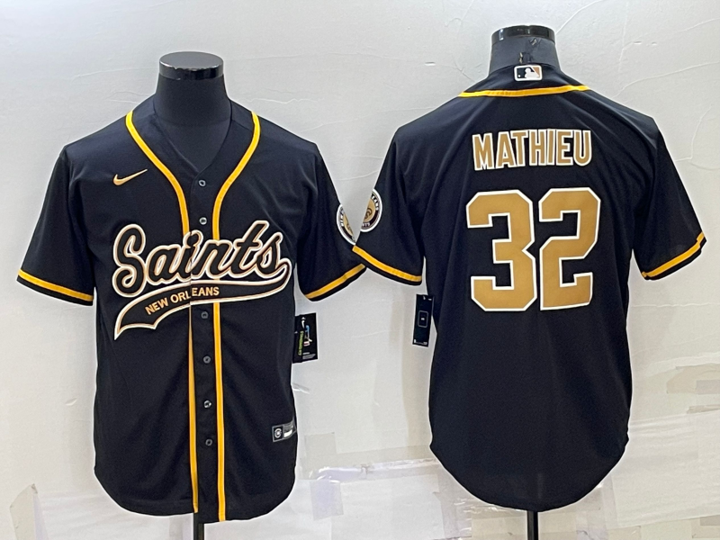 Men's New Orleans Saints Tyrann Mathieu #32 Black Game Jerseys Joint Edition