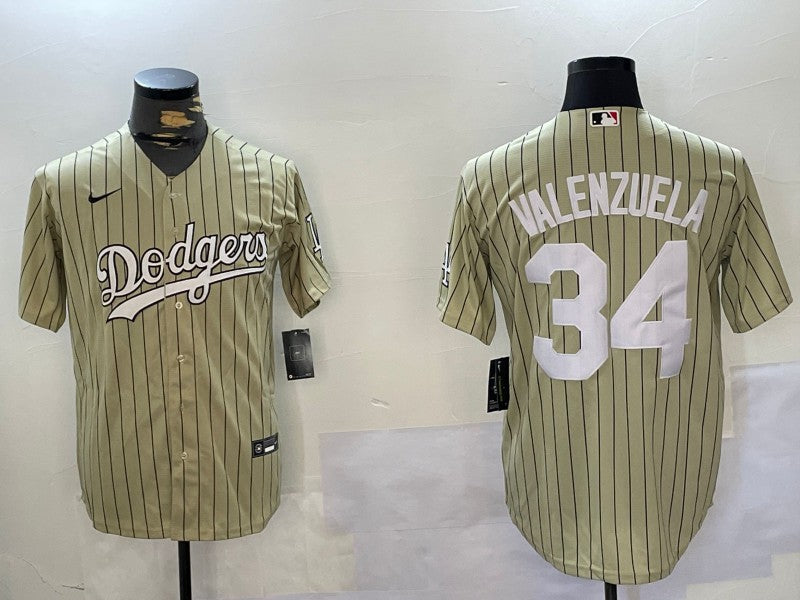 Men's Los Angeles Dodgers Fernando Valenzuela #34 Gold Replica Baseball Jerseys
