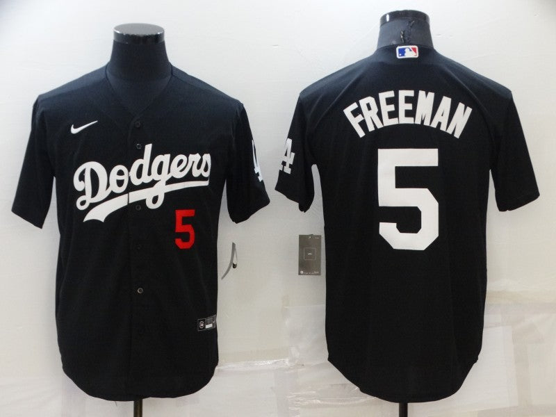 Men's Los Angeles Dodgers Freddie Freeman #5 Black Stitched Jerseys