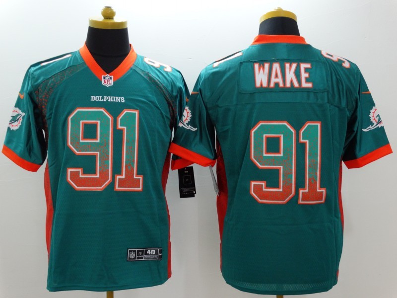 Men's Miami Dolphins Cameron Wake #91 Green Game Jerseys