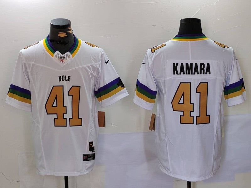 Men's New Orleans Saints Alvin Kamara #41 White Fashion Game Jerseys