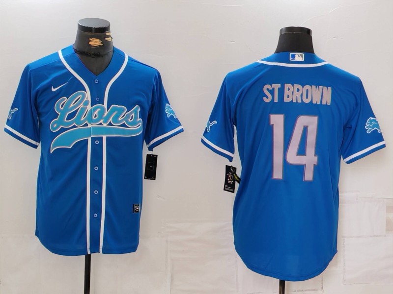 Men's Detroit Lions Amon-Ra St. Brown #14 Blue Player Jerseys