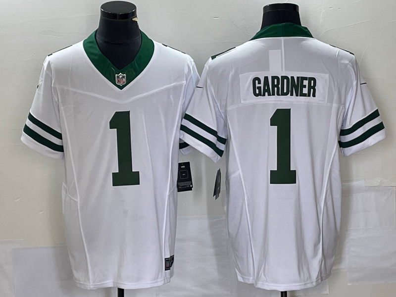 Men's New York Jets Ahmad Sauce Gardner #1 White Legacy Vapor F.U.S.E. Limited Jerseys