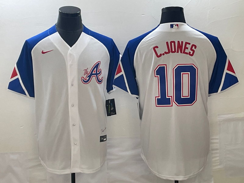 Men's Atlanta Braves Chipper Jones #10 White 2023 City Connect Replica Player Jerseys