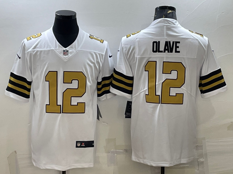 Men's New Orleans Saints Chris Olave #12 White Player Game Jerseys