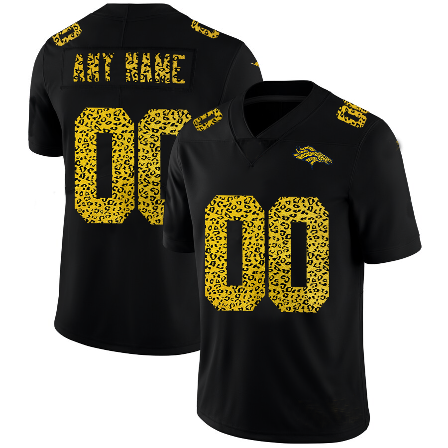 Custom1 Denver Broncos Leopard Print Fashion Vapor Limited Jerseys Black Stitched Jerseys  American Football Jerseys