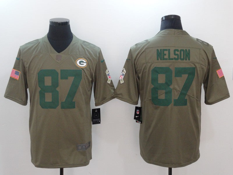 Men's Green Bay Packers Jordy Nelson #87 Brown Game Jerseys