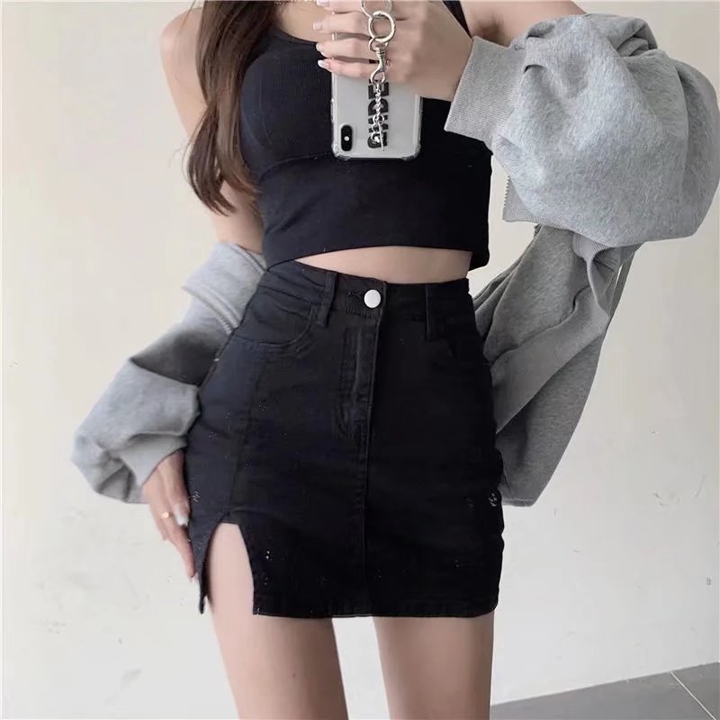 Classic Skirt Black Denim Skirt For Women Spring