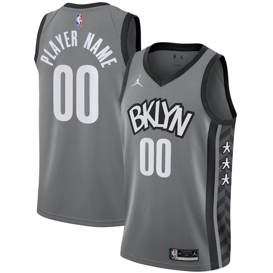 Men's Brooklyn Nets Gray Swingman Custom Jerseys - Statement Edition