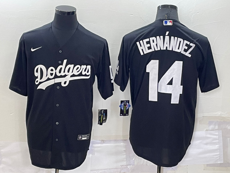 Men's Los Angeles Dodgers Enrique Hernandez #14 Black Replica Baseball Jerseys