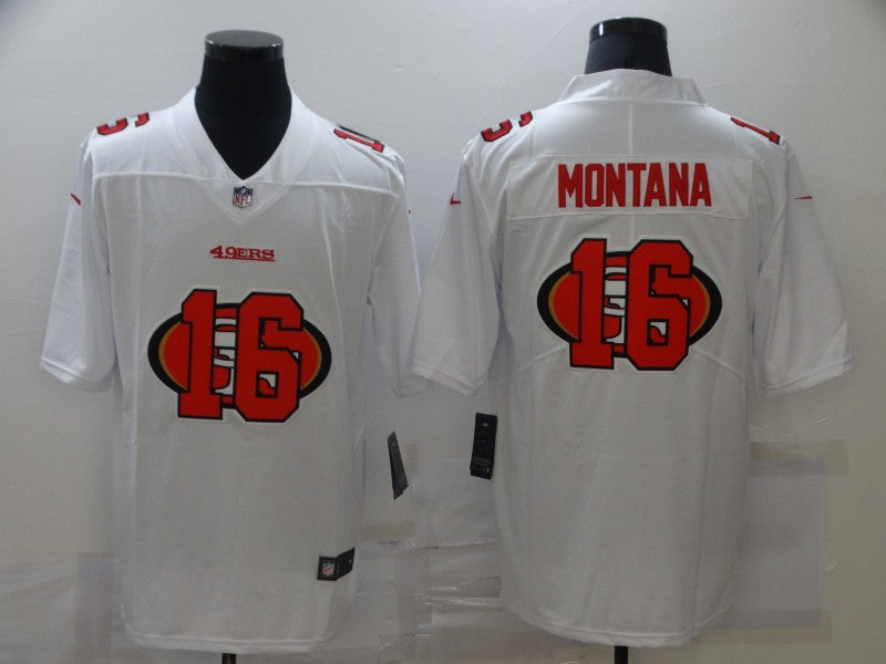 Men's San Francisco 49ers Joe Montana #16 White Alternate Game Jerseys