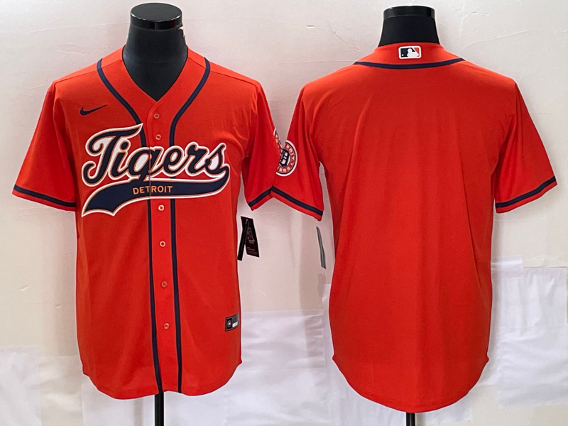 Men's Detroit Tigers Orange Blank Replica Jerseys Joint Edition