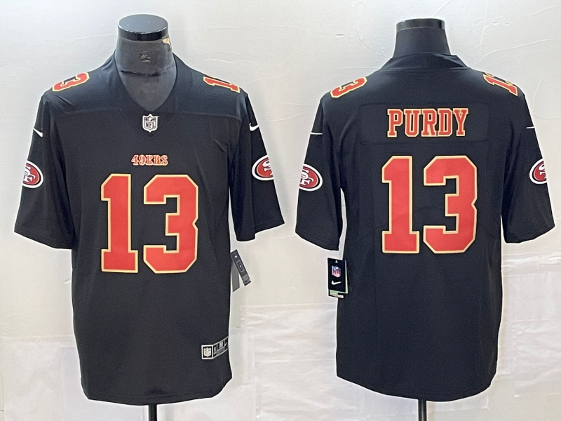 Men's San Francisco 49ers Brock Purdy #13 Carbon Black Fashion Game Jerseys