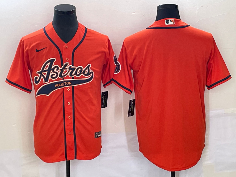 Men's Houston Astros Orange Replica Blank Jerseys Joint Edition