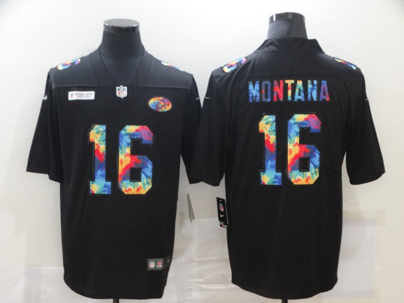 Men's San Francisco 49ers Joe Montana #16 Black Player Game Jerseys