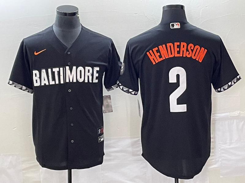 Men's Baltimore Orioles Gunnar Henderson #2 Black 2023 City Connect Replica Player Jerseys