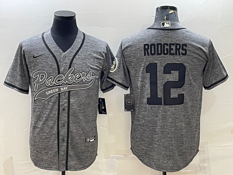 Men's Green Bay Packers Aaron Rodgers #12 Gray Game Jerseys Joint Edition