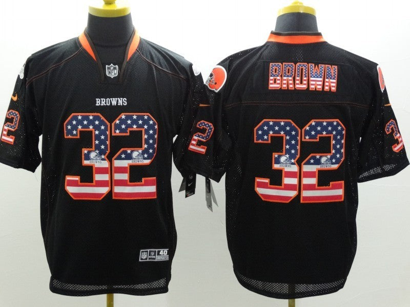 Men's Cleveland Browns Jim Brown #32 Black Game Jerseys